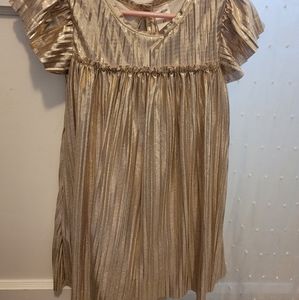 Osh kosh gold pleated dress